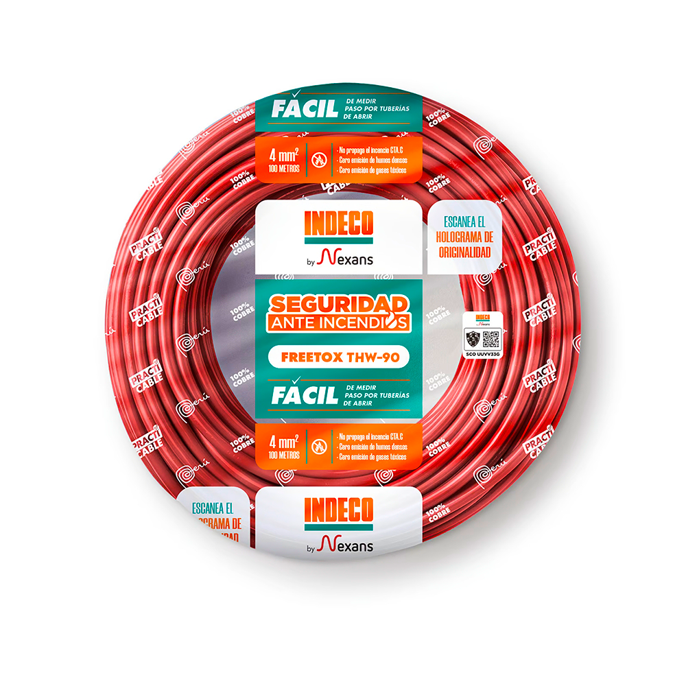 cable thw90 4mm2 indeco Rojo